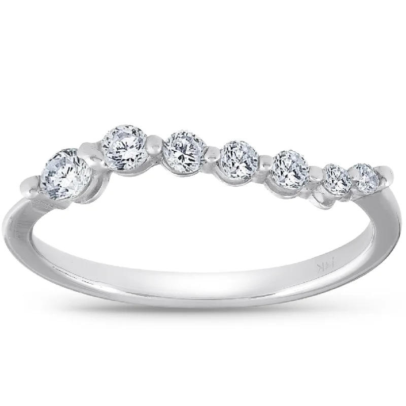 Rings with herkimer diamonds for raw clarity -1/2ct Diamond Journey Ring 14K White Gold