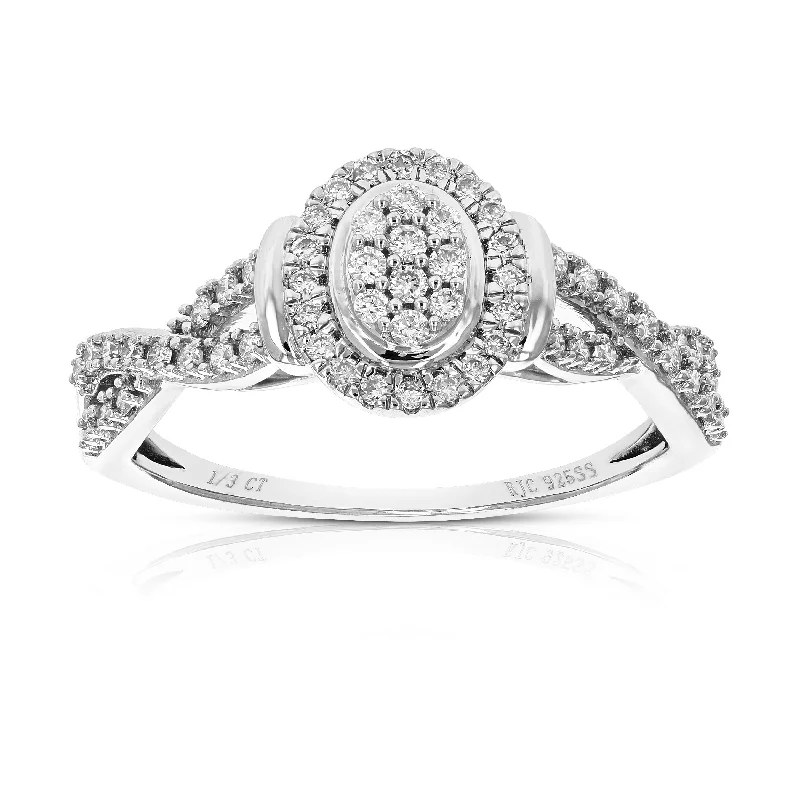 Rings with mandala engravings for spiritual vibe -1/3 cttw Round Cut Lab Grown Diamond .925 Sterling Silver Engagement Ring Prong Set