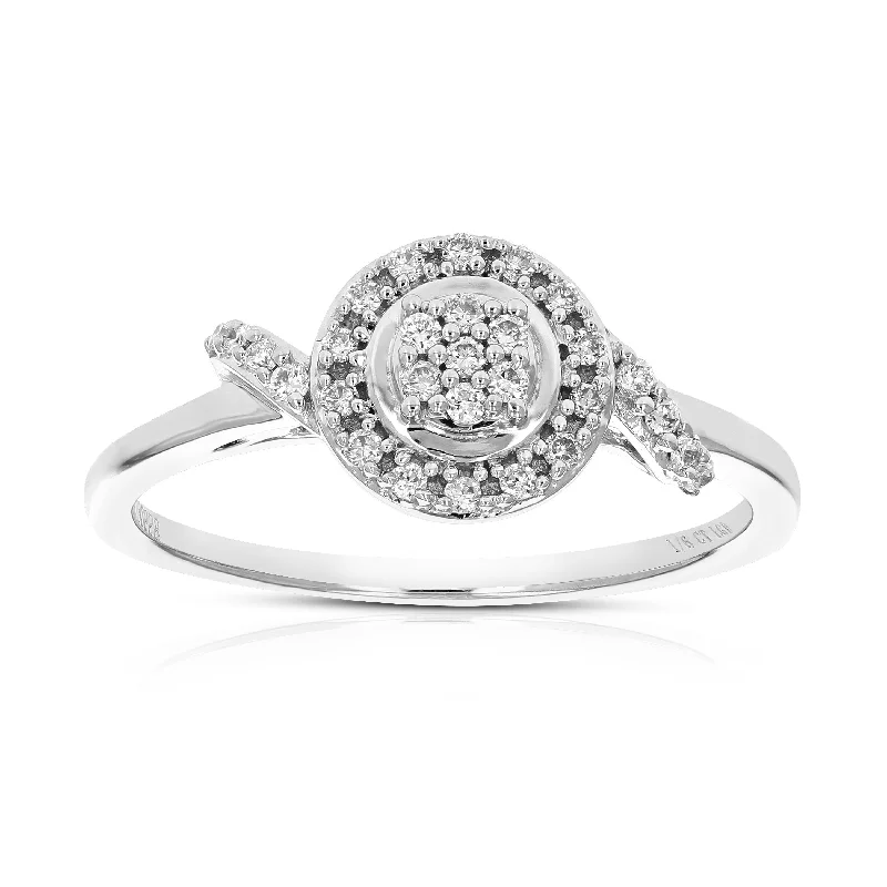 Minimalist rings with tiny diamond dot accents -1/6 cttw Round Lab Grown Diamond Engagement Ring .925 Sterling Silver