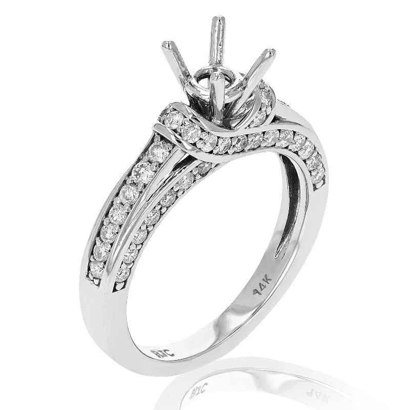 Rings with knot motifs for symbolic love -1 cttw Semi Mount Diamond Engagement Ring 14K White Gold Round Bridal