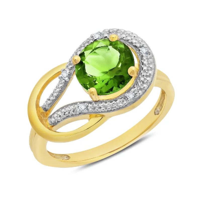 Rings with oxidized silver for antique appeal -10K Yellow Gold Peridot and Diamond Accent Ring Size 8