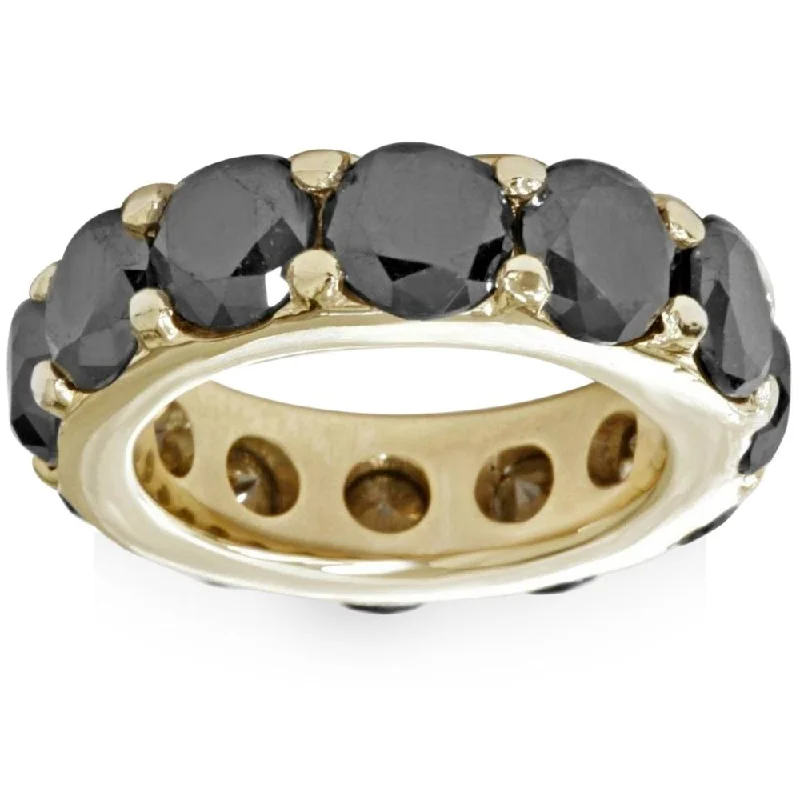 Rings with faceted aquamarine for sea glow -12 1/2ct Black Diamond Eternity Ring 14K Yellow Gold