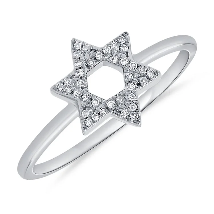 Rings with wide bands for statement wear -14K Gold & Diamond Star of David Ring