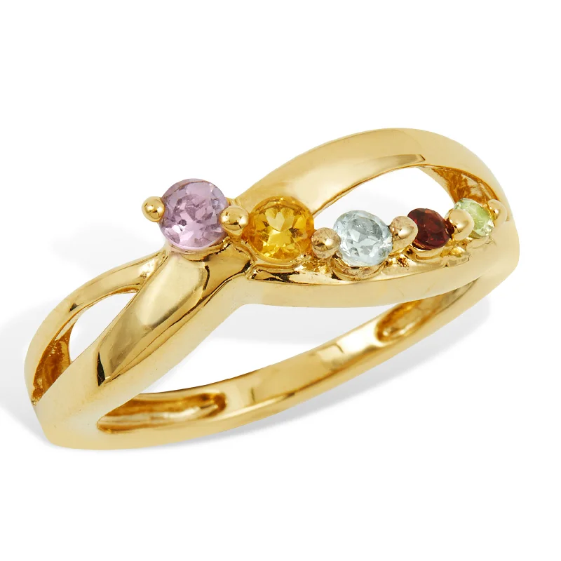 Rings with lotus flower engravings for peace -18k Gold Vermeil Multi Gem