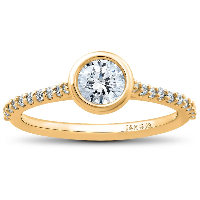 Rings with engraved constellations for stargazers -3/4 Ct Charlotte Lab Created Diamond Engagement Ring 14k Yellow Gold