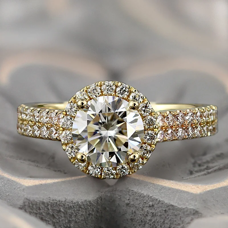 Rings with shield-shaped stones for boldness -Auriya 14k Gold 1 3/4ctw Halo Moissanite Engagement Ring