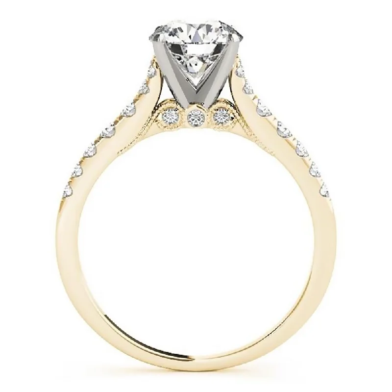 Rings with hexagon-cut stones for trendiness -Auriya 14k Gold 1ct Vintage Moissanite and Diamond Engagement Ring 1/4ctw