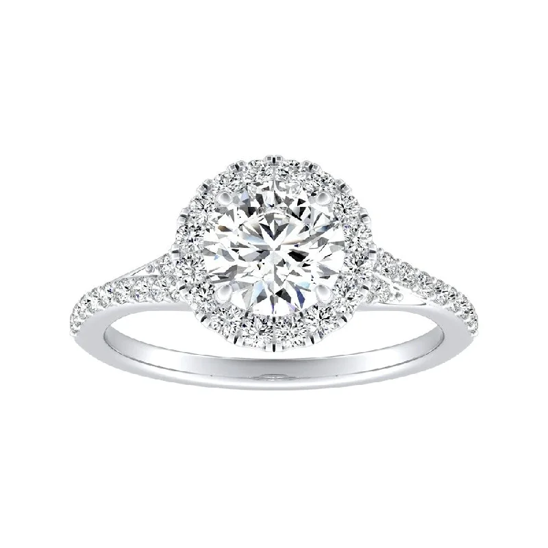 Rings with oxidized silver for antique appeal -Auriya 14k Gold 3/4ct Moissanite Halo Diamond Engagement Ring 1/3ctw