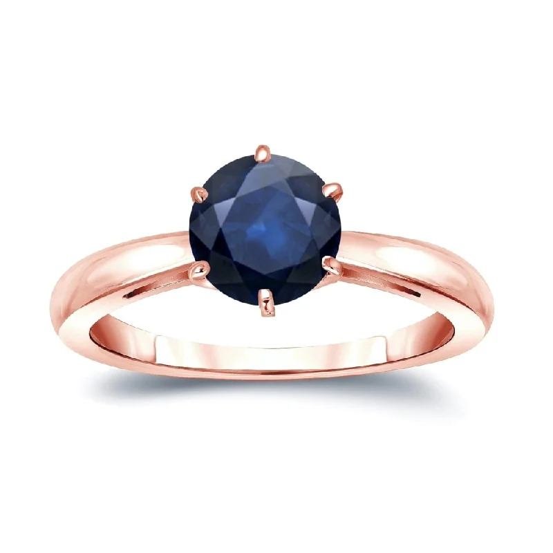 Minimalist rings with tiny diamond dot accents -Auriya 14k Gold Blue Sapphire Solitaire Engagement Ring 2ct TGW