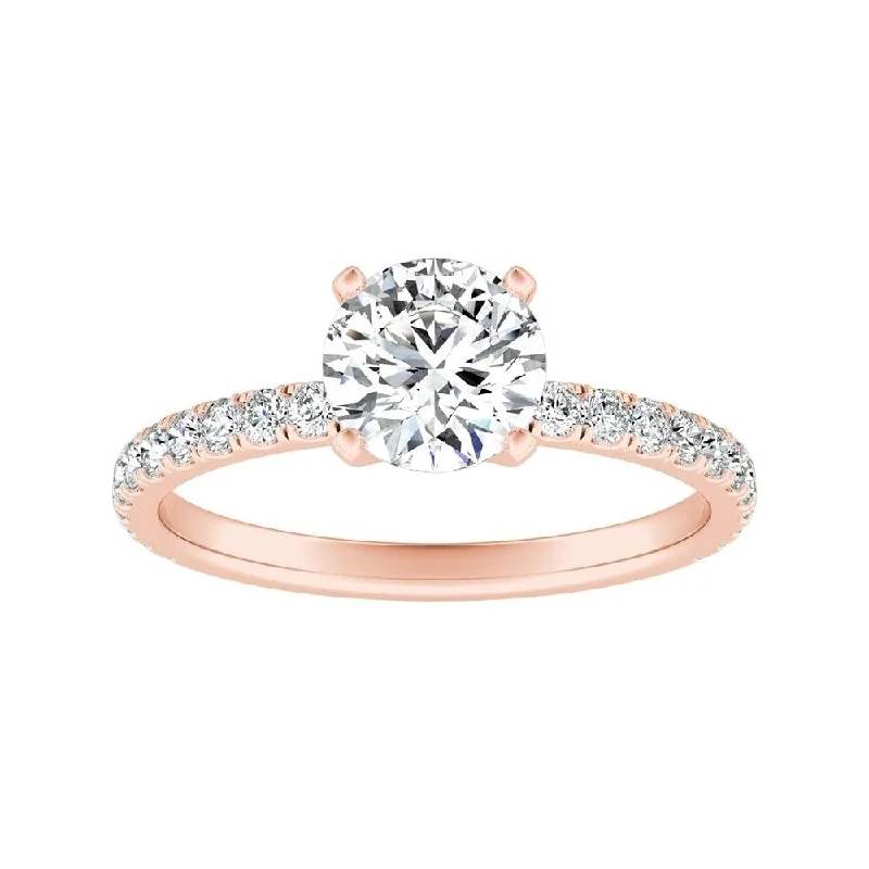 Rings with wide bands for statement wear -Auriya 14k Gold Classic 1ct Moissanite and Diamond Engagement Ring 1/3ctw