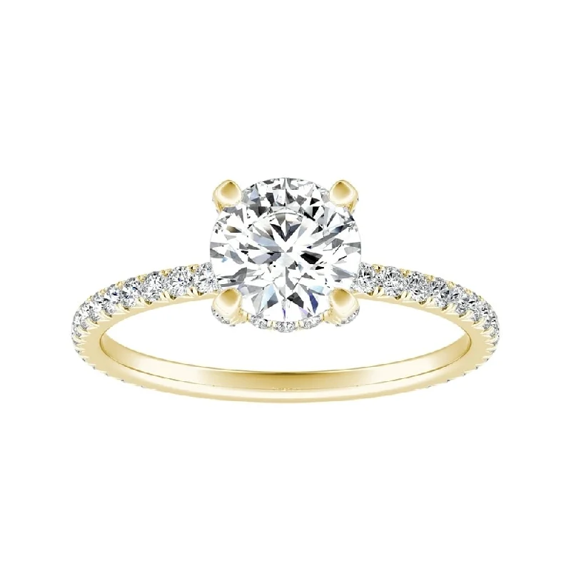 Rings with delicate filigree sapphire settings -Auriya 14k Gold Classic 2ct Moissanite and Diamond Engagement Ring 1/3ctw