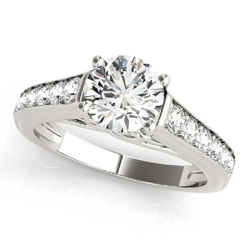 Rings with matte gold for subtle luxury -Auriya 14k Gold Modern 1 1/2ct Moissanite and Diamond Engagement Ring 3/8ctw