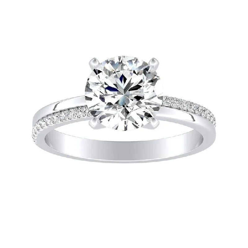 Rings with floral halo diamond arrangements -Auriya 14k Gold Modern 4ct Moissanite and Diamond Engagement Ring 1/8ctw