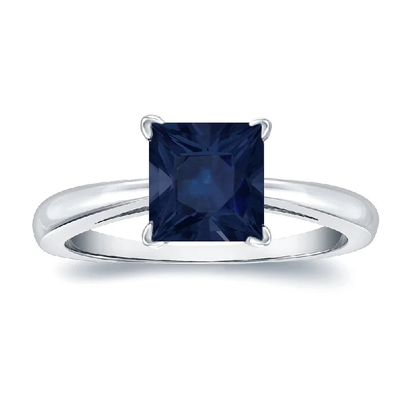 Rings with hammered silver for rustic appeal -Auriya 14k Gold Princess-cut Sapphire Solitaire Engagement Ring 2ct TGW