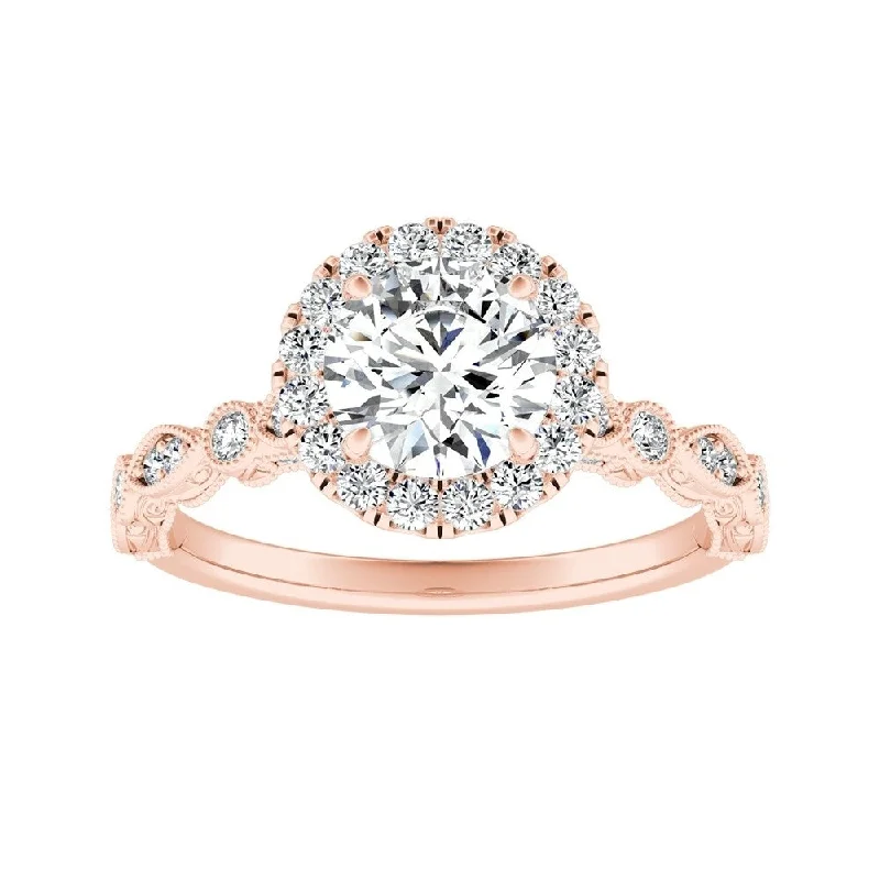 Rings with wide bands for statement wear -Auriya 14k Gold Vintage 1 1/2ct Moissanite Halo Diamond Engagement Ring 1/3ctw