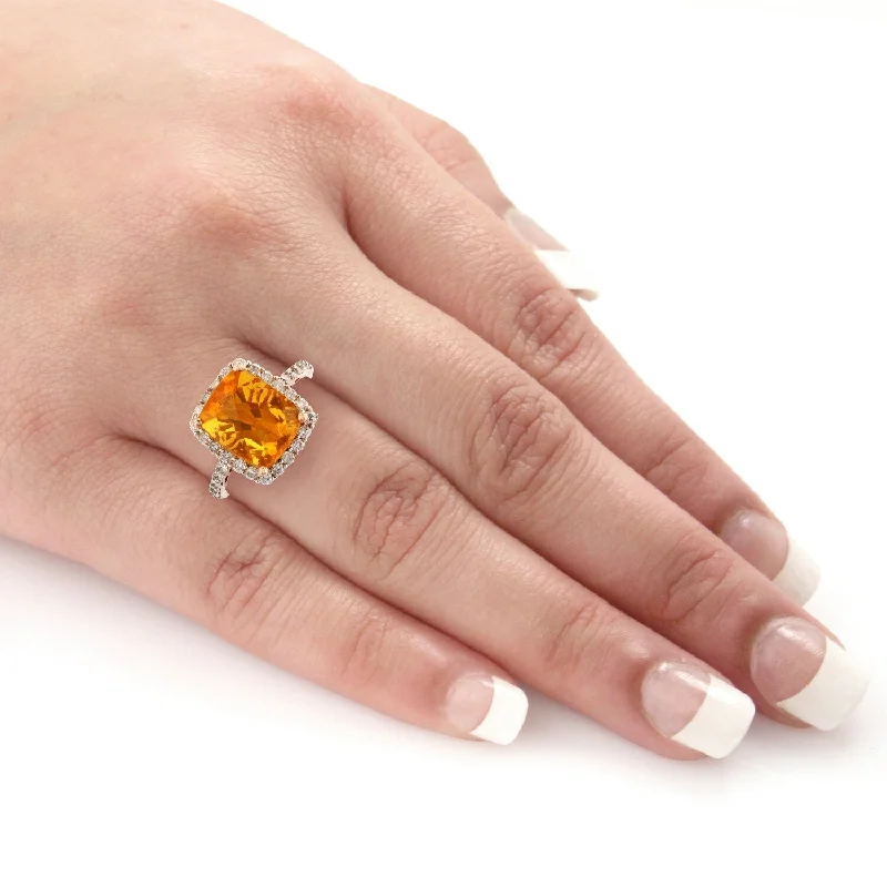 Rings with tiger eye for warm tones -Auriya 14k Rose Gold 3 3/4ct Fire Opal and 5/8ct TDW Diamond Ring