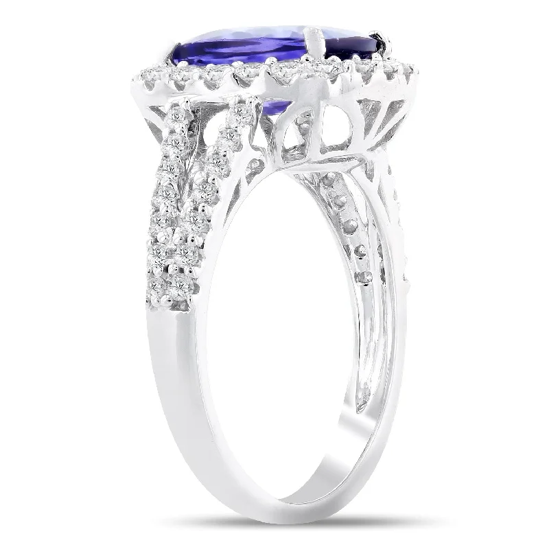 Rings with agate slices for earthy style -Auriya 14k White Gold 2 3/4ct Tanzanite and 3/4ct TDW Diamond Ring