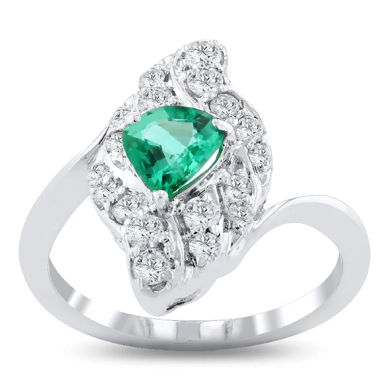 Rings with sunstone gems for fiery sparkle -Auriya 18k White Gold 1/2ct Emerald and 3/8ct TDW Diamond Ring