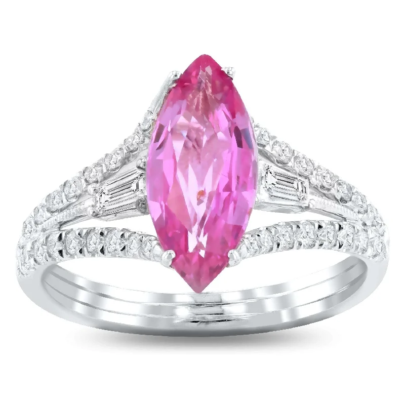 Rings with hematite for sleek metallic sheen -Auriya 18k White Gold 2ct Rare Purple-Pink Sapphire and 3/8ct TDW Diamond Ring