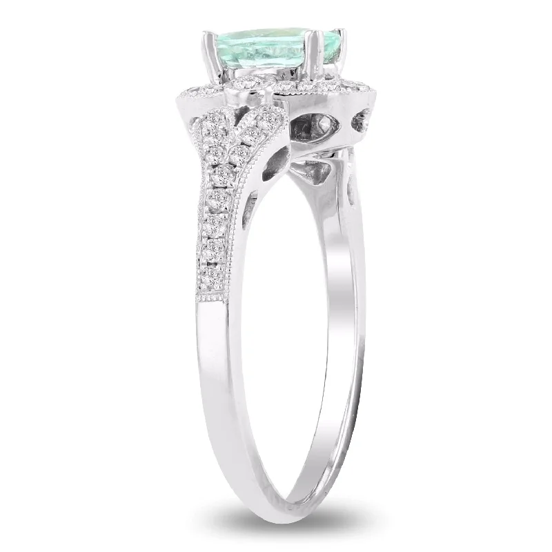 Rings with rough moonstone for natural beauty -Auriya 18k White Gold 3/4ct Paraiba Tourmaline and 1/3ct TDW Diamond Ring