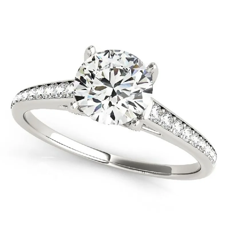 Rings with vintage-inspired rose-cut diamonds -Auriya 1ct Round Moissanite and 1/3ctw Diamond Engagement Ring 14K Gold