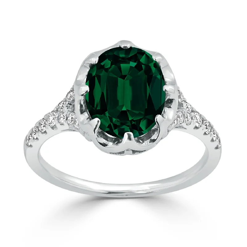 Rings with vintage-inspired emerald for luxury -Auriya 2 1/2ct Oval Green Emerald and Diamond Ring 1/4ctw 18K Gold