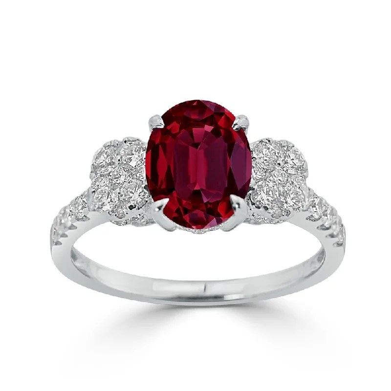 Rings with branch-inspired bands for organic -Auriya 2ct Oval-cut Ruby and Diamond Ring 3/4ctw 18K Gold