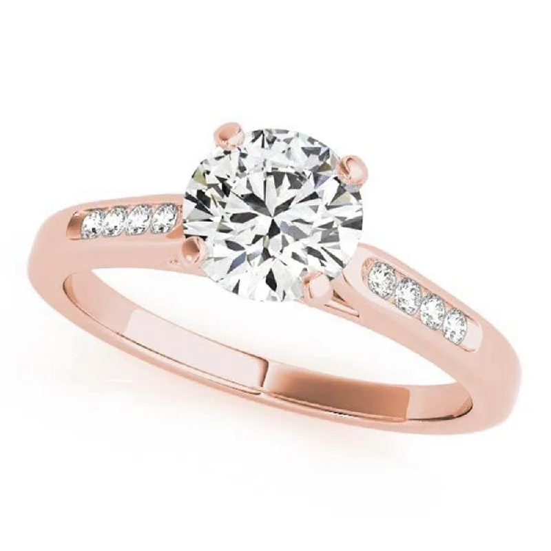 Rings with double bands for modern twist -Auriya Classic 3/4ct Round Moissanite and Diamond Engagement Ring 1/10ctw 14K Gold