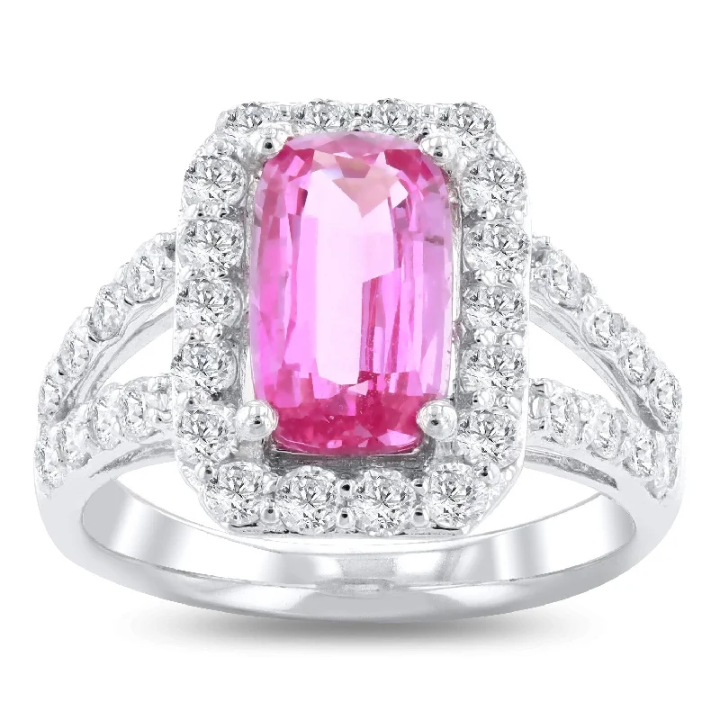 Rings with vintage claw prongs for elegance -Auriya Platinum 2 1/3ct Rare Unheated Pink Sapphire and 1 1/5ct TDW Diamond Ring