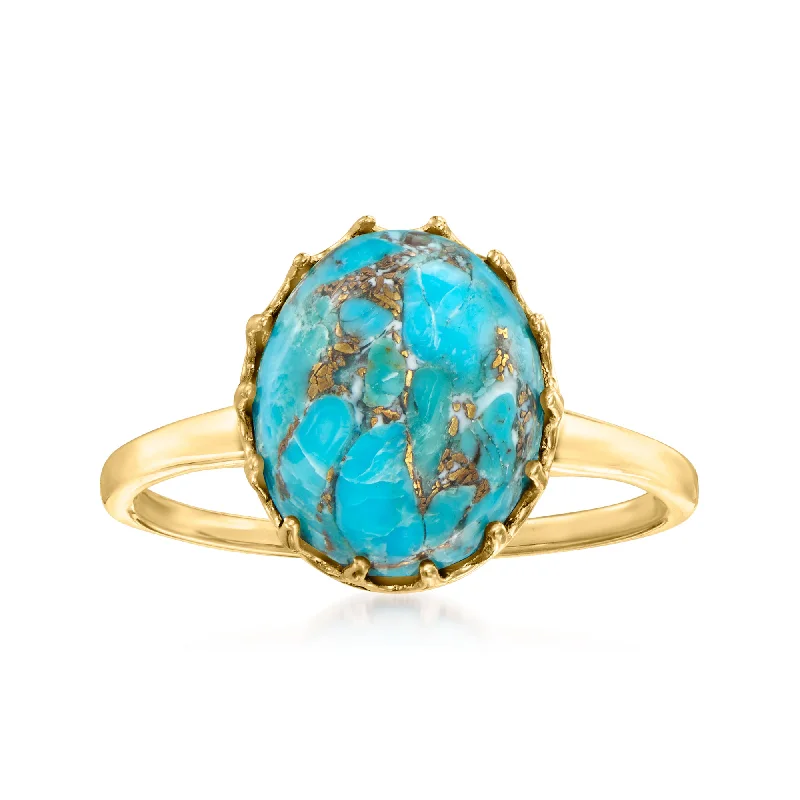 Rings with smoky quartz for muted elegance -Canaria Turquoise Ring in 10kt Yellow Gold