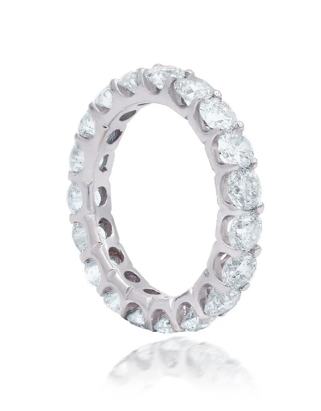 Rose gold rings featuring delicate pearl inlays -Diana M. 3.00 Diamond Eternity  Band