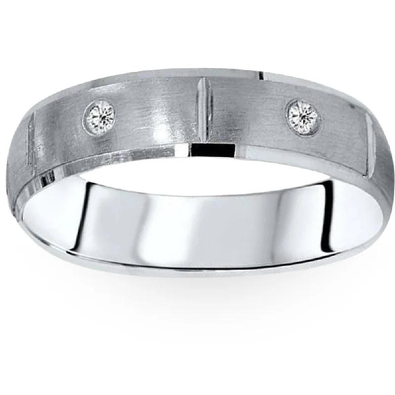 Rings with herkimer diamonds for raw clarity -Mens Comfort Fit Bezel Diamond Wedding 14K Band Ring