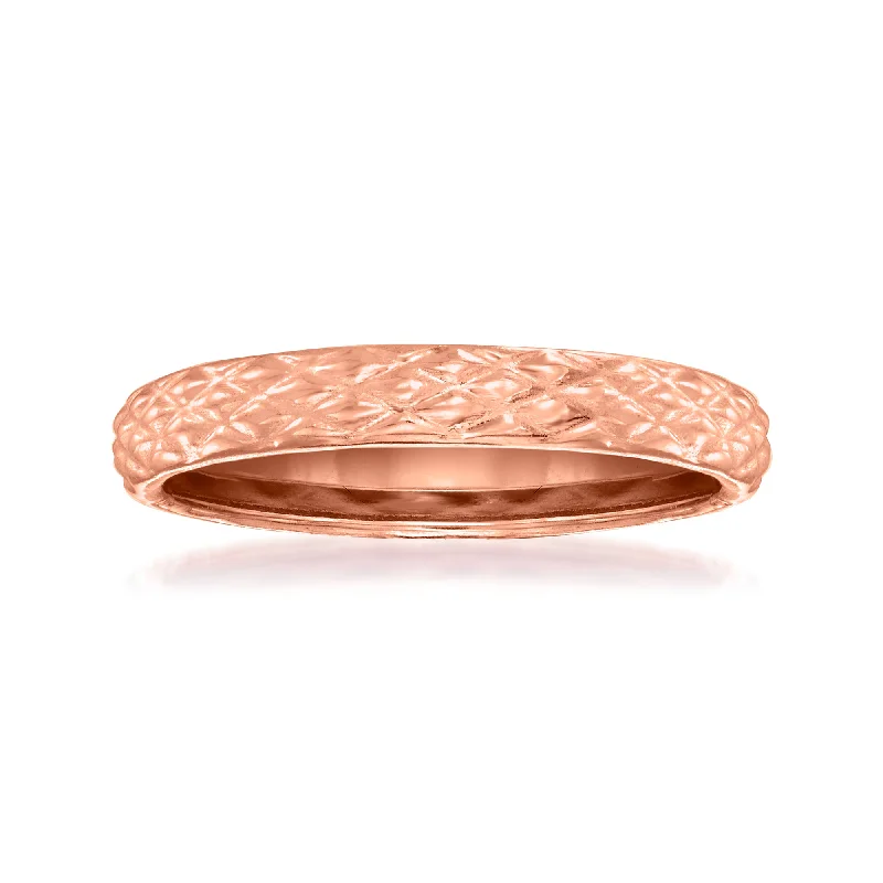 Rings with tiger eye bands for warmth -Ross-Simons 18kt Rose Gold Quilted Textured Ring