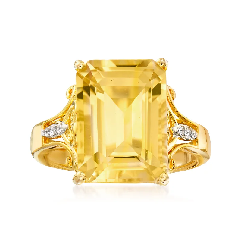 Rings with rough moonstone for natural beauty -Ross-Simons Citrine Ring With White Topaz Accents in 18kt Gold Over Sterling