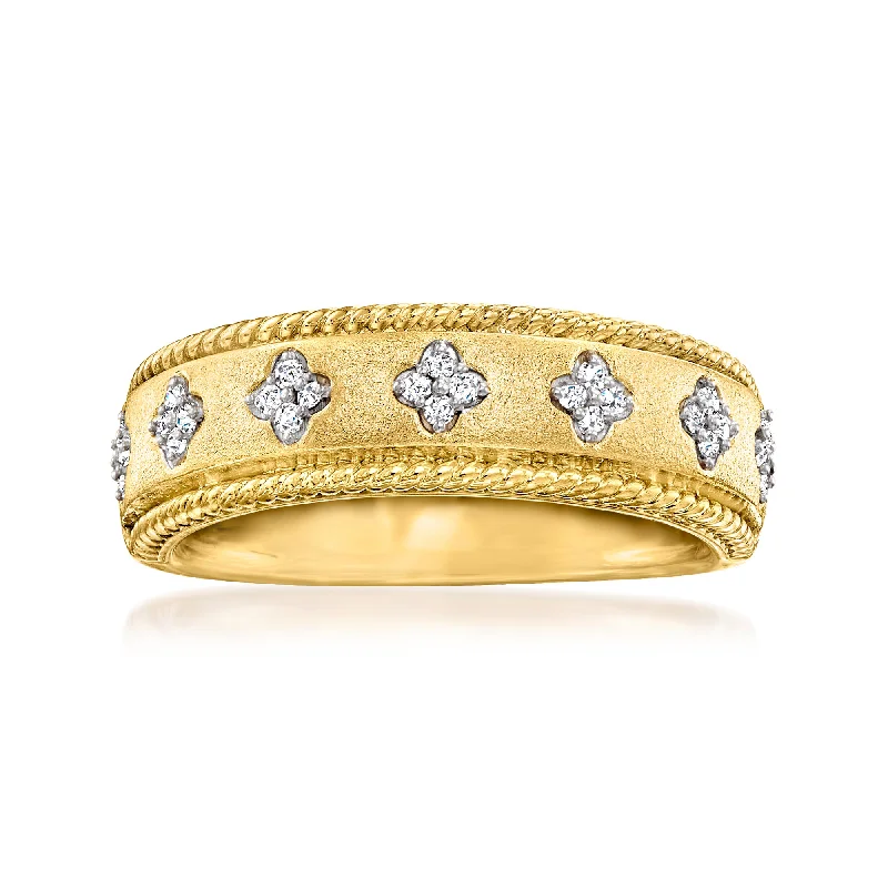 Rings with shield-shaped stones for boldness -Ross-Simons Diamond Clover Ring in 18kt Gold Over Sterling