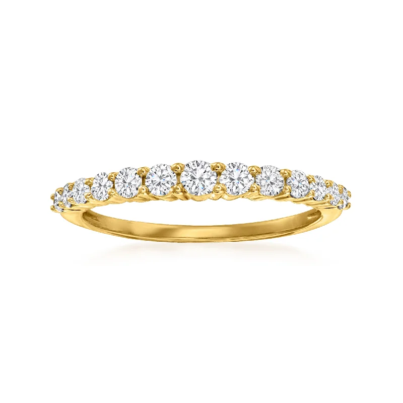 Rings with wave patterns for ocean vibes -Ross-Simons Diamond Graduated Ring in 14kt Yellow Gold