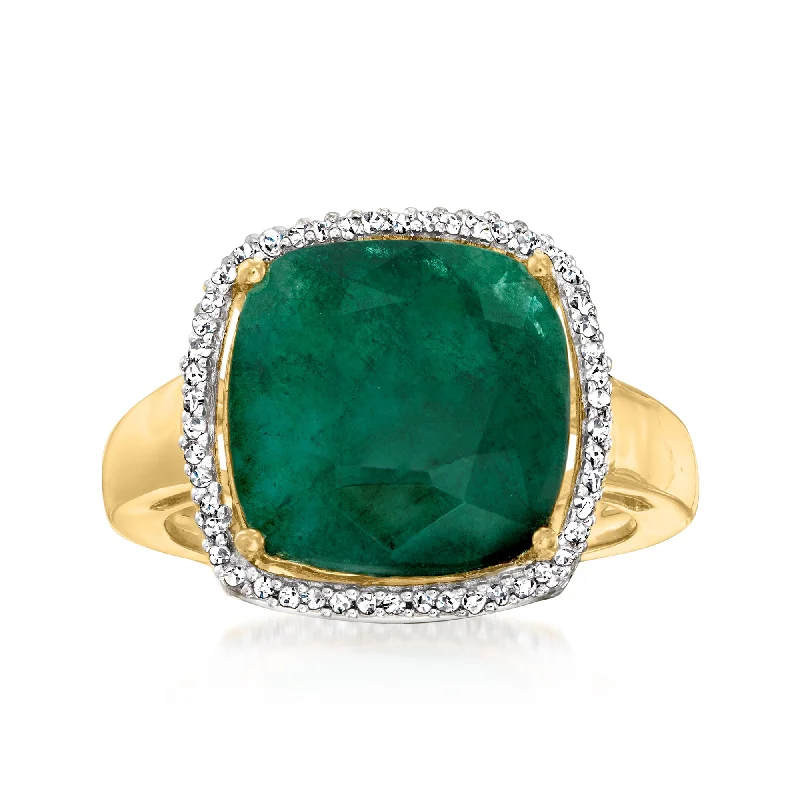 Rings with pink sapphire for delicate charm -Ross-Simons Emerald and . Diamond Halo Ring in 18kt Gold Over Sterling