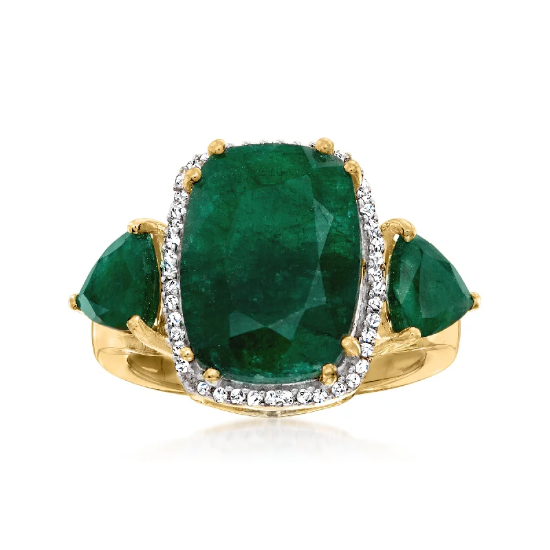 Rings with star sapphire for unique glow -Ross-Simons Emerald and . Diamond Ring in 18kt Gold Over Sterling