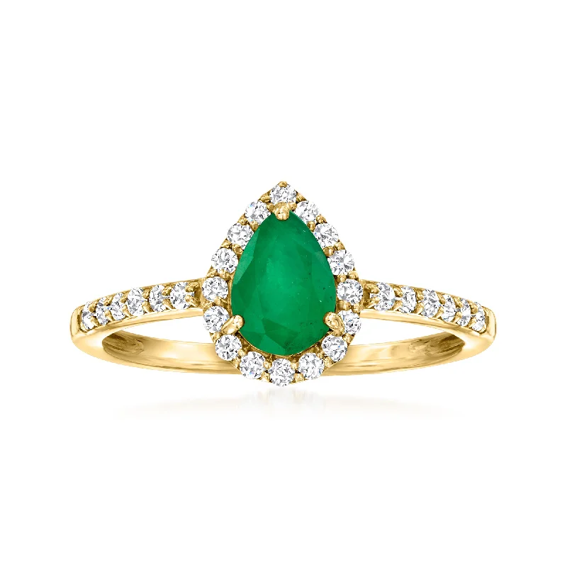 Rings with crescent moon for lunar charm -Ross-Simons Emerald and . Diamond Ring in 18kt Gold