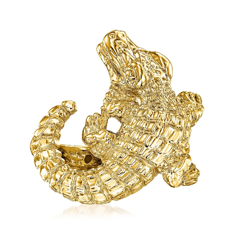 Rings with pave ruby for dazzling sparkle -Ross-Simons Italian 18kt Yellow Gold Crocodile Ring