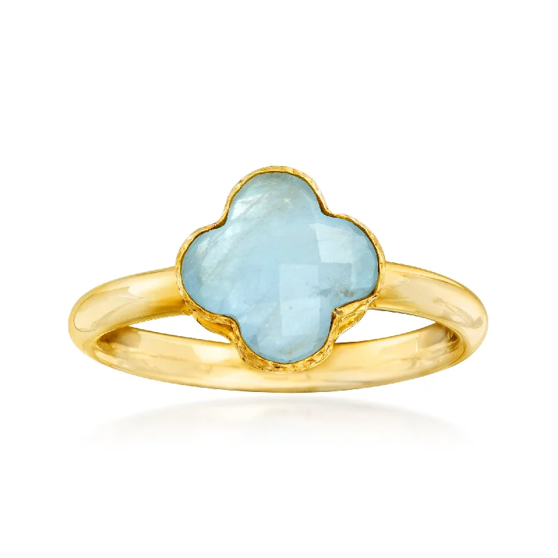 Rings with knot motifs for symbolic love -Ross-Simons Italian Aquamarine Ring in 14kt Yellow Gold