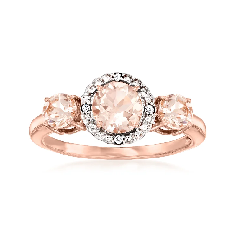 Rings with oxidized silver for antique appeal -Ross-Simons Morganite Ring With Diamond Accents in 14kt 2-Tone Gold