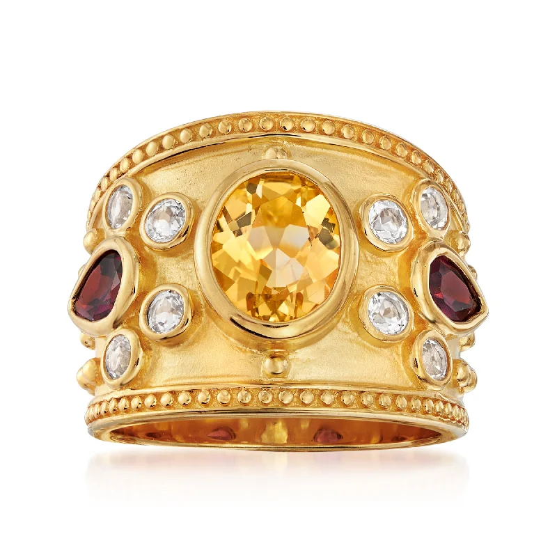 Rings with delicate filigree sapphire settings -Ross-Simons Multi-Gem Ring in 14kt Gold Over Sterling