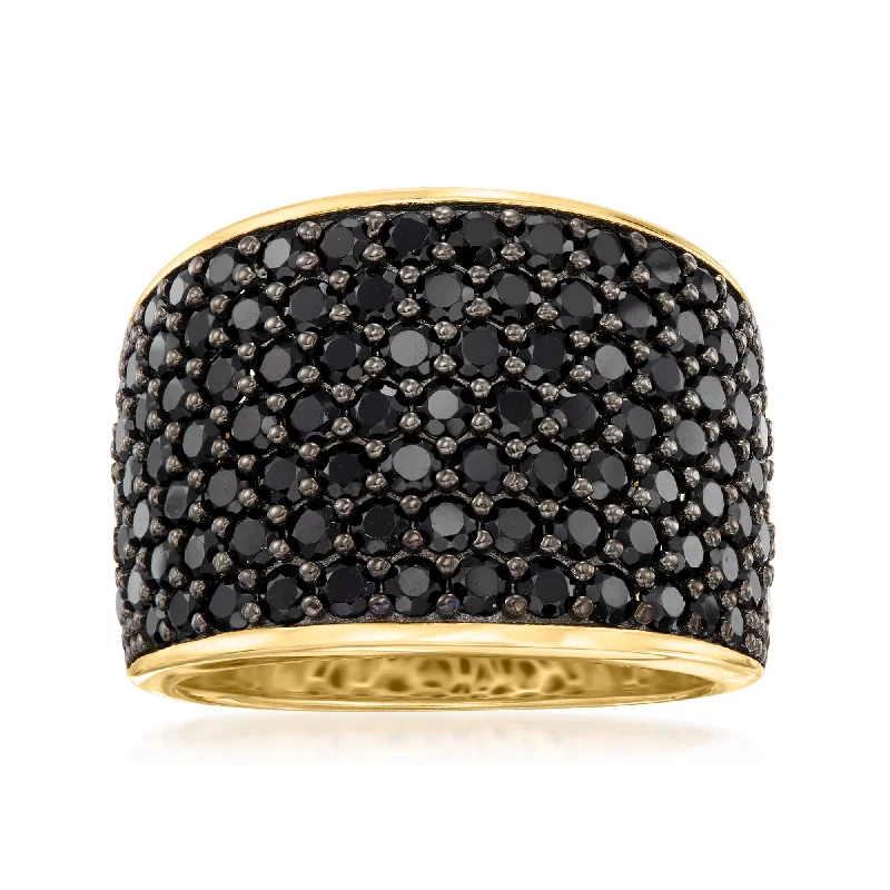 Rings with citrine stones for sunny vibes -Ross-Simons Pave Black Spinel Ring in 18kt Gold Over Sterling