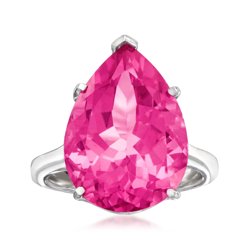 Dainty rings with subtle engraved star motifs -Ross-Simons Pear-Shaped Pink Topaz Ring in Sterling Silver