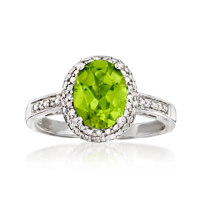 Rings with knot motifs for symbolic love -Ross-Simons Peridot and Diamond-Accented Ring in Sterling Silver