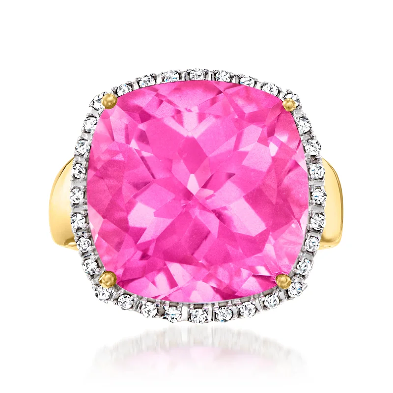 Rings with herkimer diamonds for raw clarity -Ross-Simons Pink Topaz and . Diamond Ring in 14kt Yellow Gold