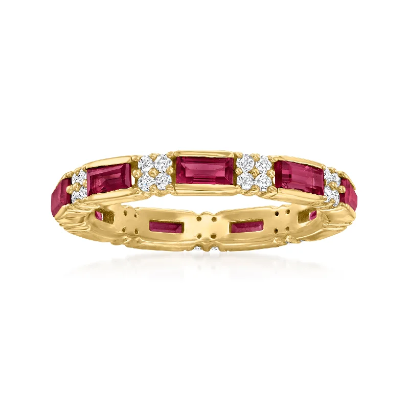 Rings with birthstone clusters for personalization -Ross-Simons Rhodolite Garnet and White Zircon Ring in 18kt Gold Over Sterling