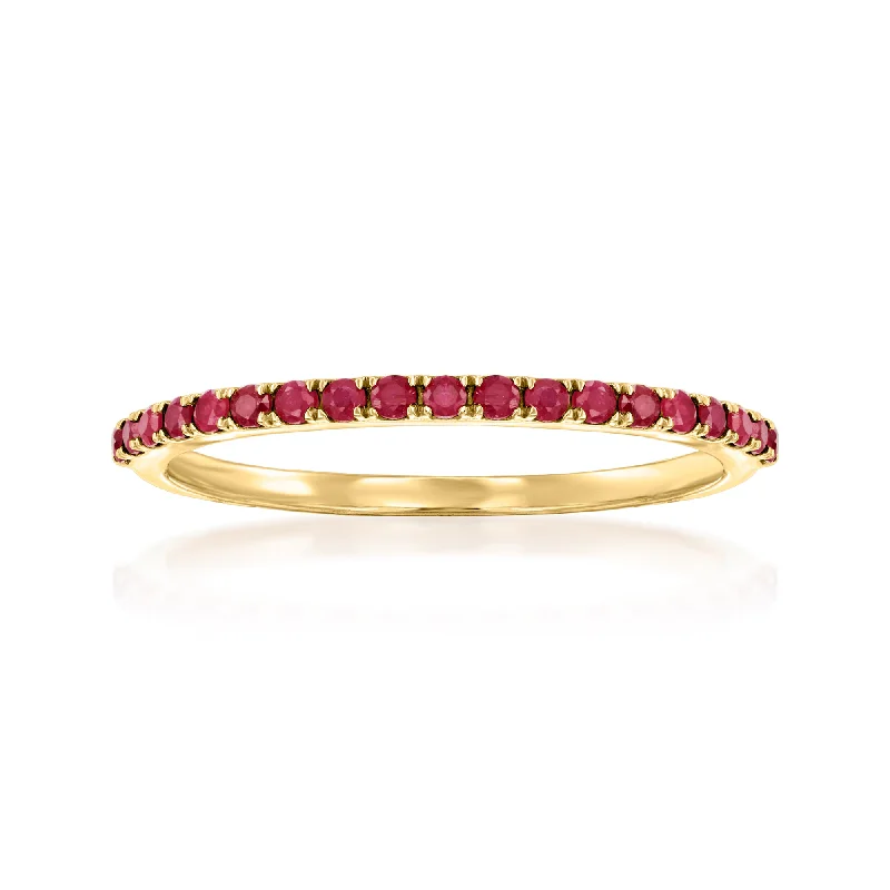 Rings with gothic-inspired skull motif details -Ross-Simons Ruby Ring in 14kt Yellow Gold