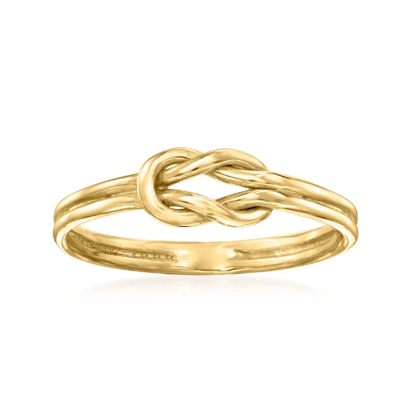 Dainty rings with subtle engraved star motifs -RS Pure by Ross-Simons 14kt Yellow Gold Knot Ring